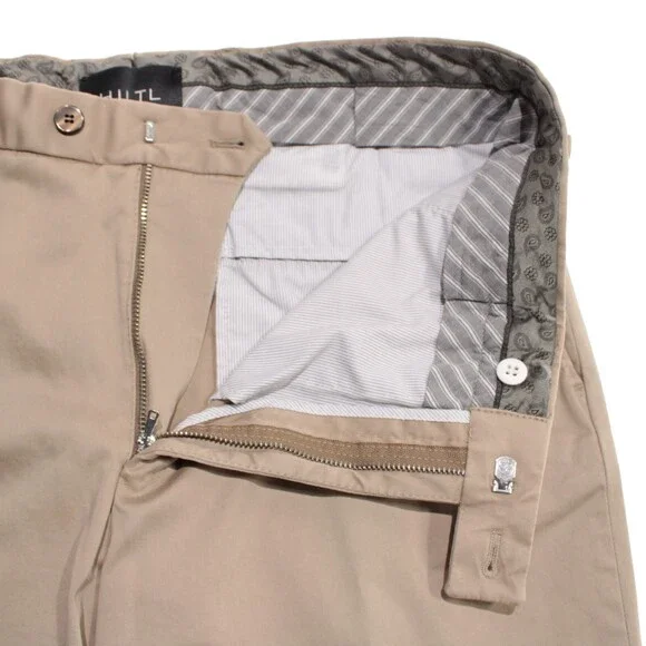 Hiltl NWT Dress Pants Size 34 US Contemporary Fit in Solid Beige Cotton Blend